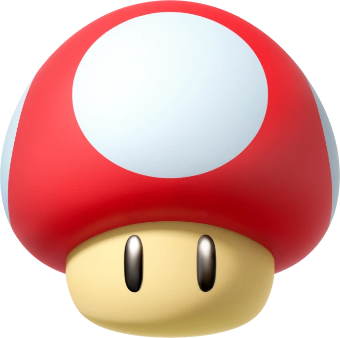 Champignon rouge emblématique du Royaume Champignon Super Mario