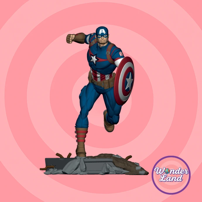 Statue Captain America en posture héroïque – licence officielle Marvel