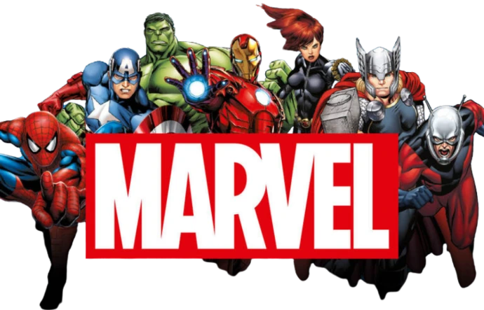 Logo officiel Marvel rouge et blanc – licence super-héros comics et MCU
