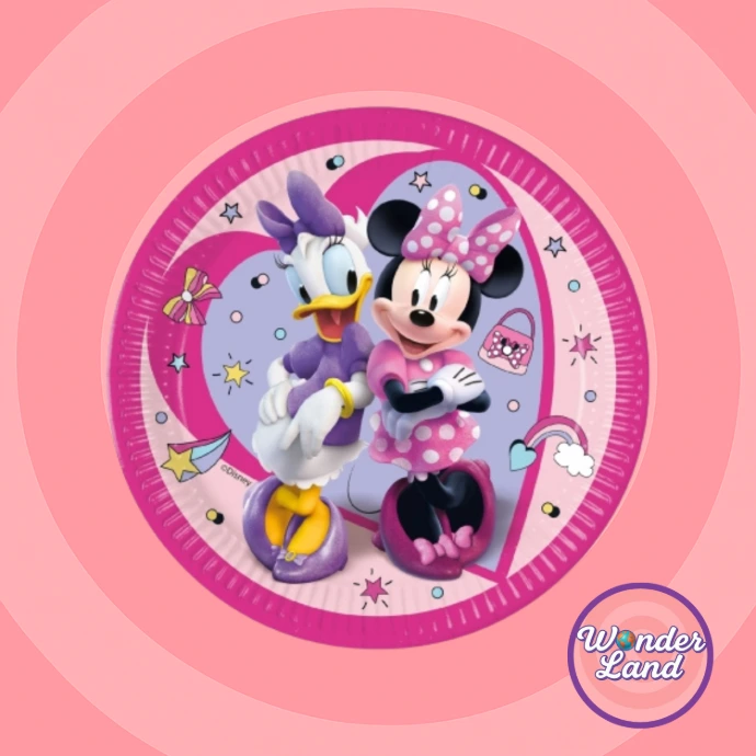 Assiette Minnie Mouse Disney rose pour enfant